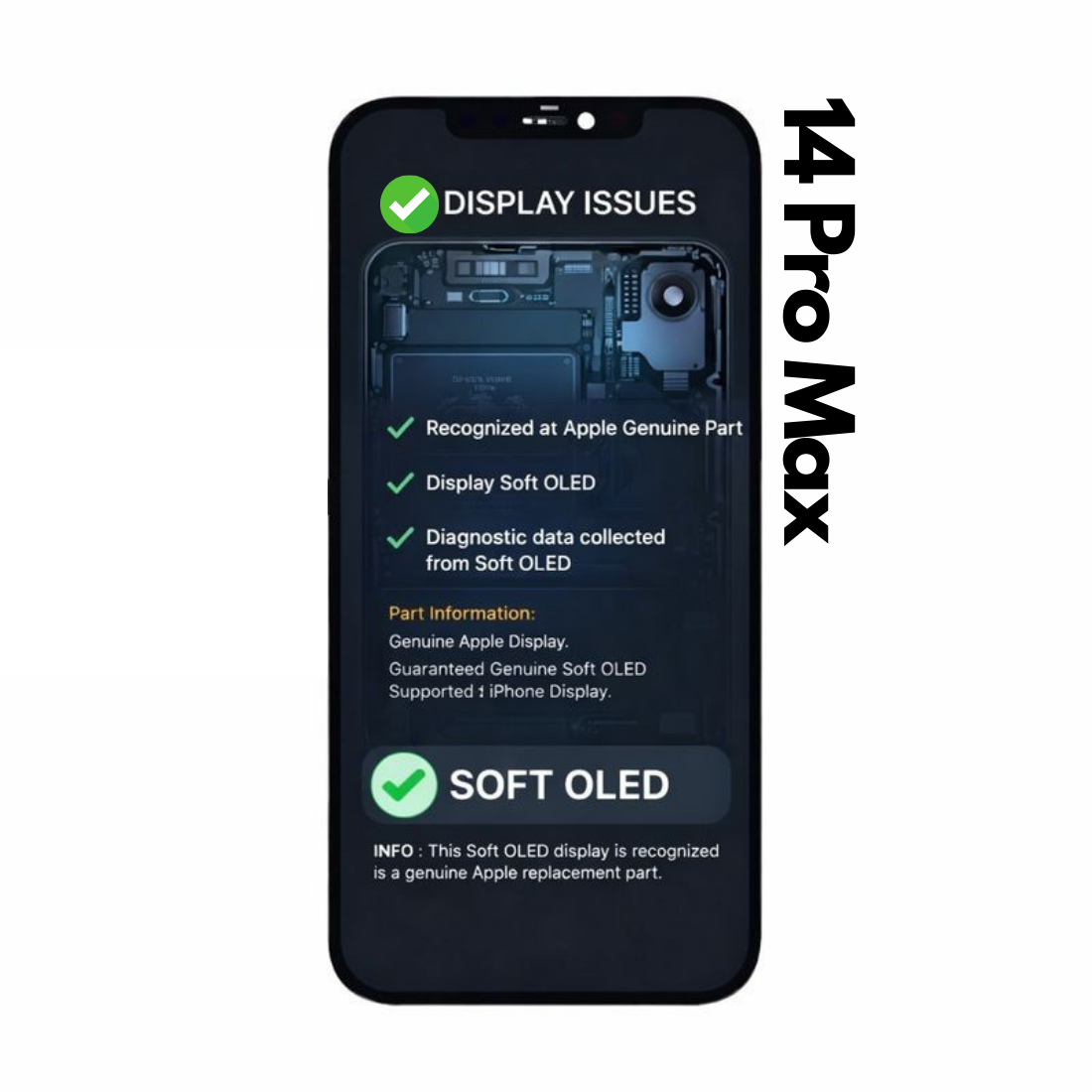 Display Soft OLED iPhone 14 Pro Max 120Hz Diagnostic (Recunoscut de iOS) - Garantie 12 luni