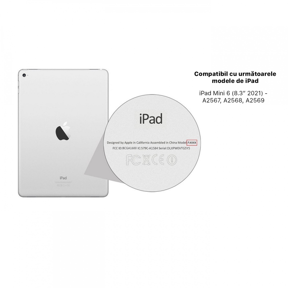 Husă magnetică cu spate transparent și colțuri întărite iPad mini 6, Dark Green